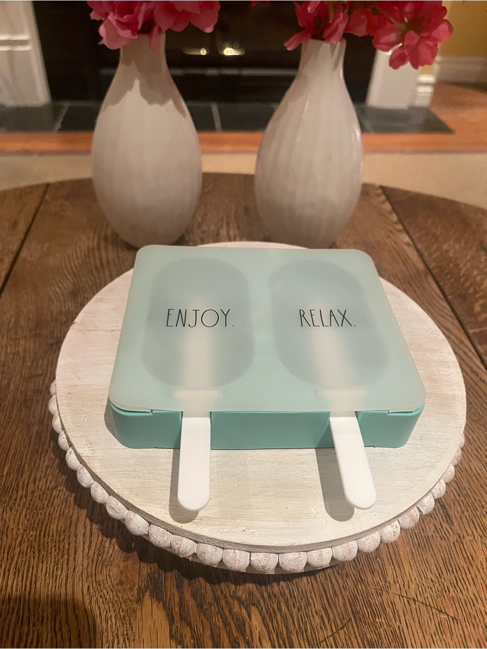 Rae Dunn Mint Green Popsicle Mold Set - 'Enjoy. Relax.'